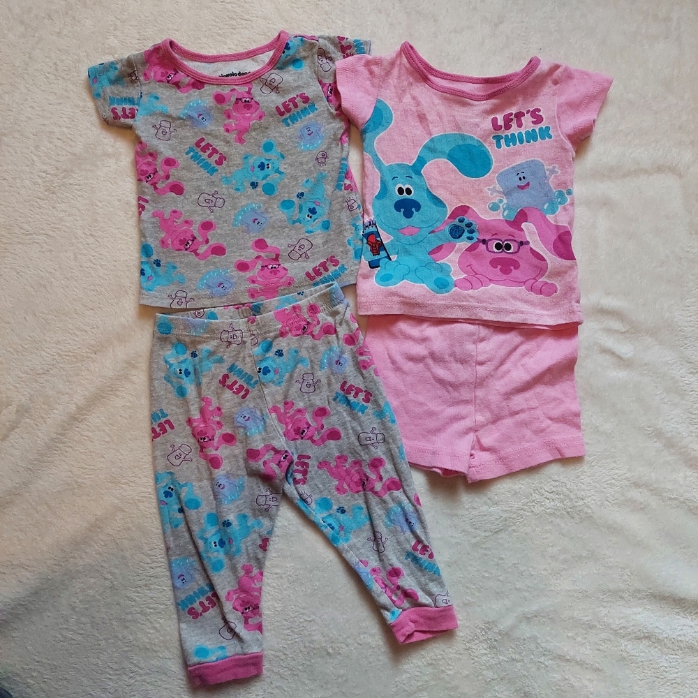 Nickelodeon Blue's Clues Pink and Blue Pajama Sets 18 Months Toddler Girl